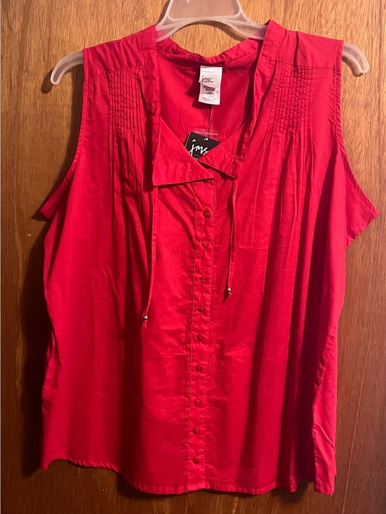 Just My Size Tops - Just My Size 2X Bright Red Sleeveless Button-Front Blouse